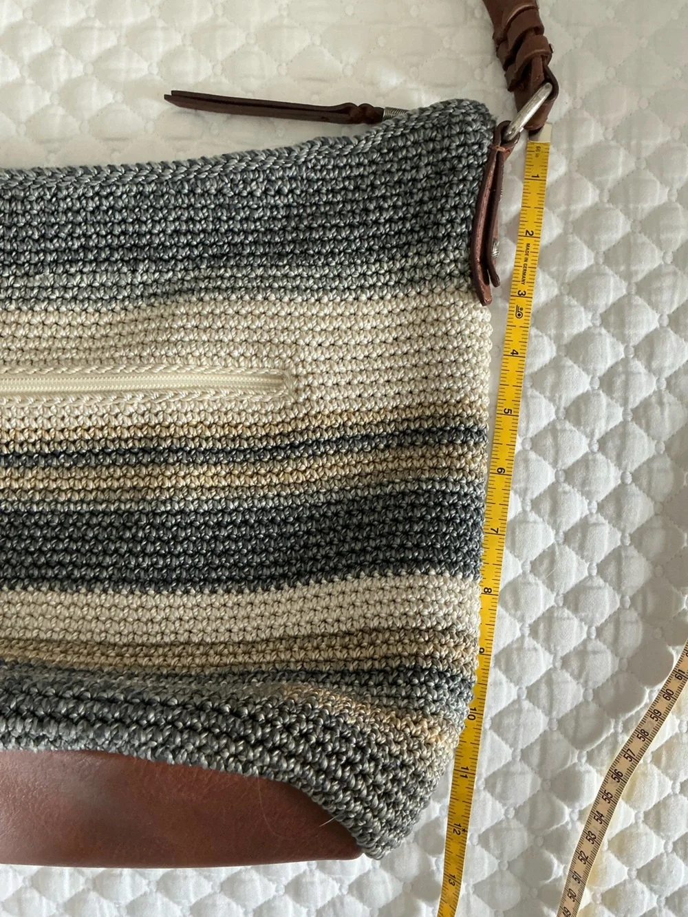 The Sak Sequoia Striped Crochet Hobo Bag in Brown and Cream
